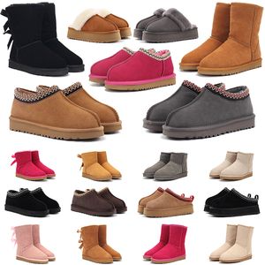 Designer Australia Boots Tasman Slippers Tazz Winter Booties Klasyczny czarny śnieżny buty kostki Krótki łuk kasztanowy różowy damski buty dziewczyny pół botki