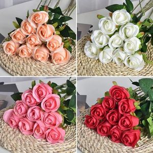 Flores decorativas 1pc simulação flor acessórios de decoração para casa nordic sala estar rosa buquê seco falso jantar mesa casamento decoração