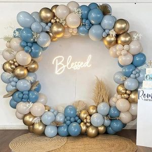 Decoração de festa 125pcs bege branco balão guirlandas arco conjunto diy suprimentos de aniversário casamento chá de bebê mariage decorati