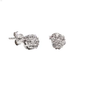 Naturliga Zircon Diamond Studs Round Form High Quality Small 925 Sterling Silver Screw Back Cubic Zirconia Earrings