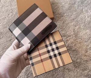 Kurze Herren-Geldbörsen aus Leder, echtes Designer-Kreditkartenetui, Geldbörse, Herren-Geldbörse, Billfold-Handtaschen, Geldbörsen, Marke, Plaid, klassische Tasche mit Originalverpackung, 2555 S