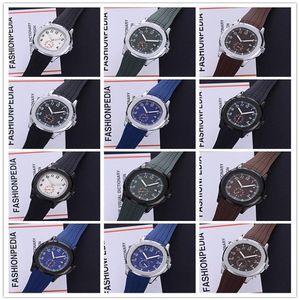 Ny ankomst Sport 43mm Quartz Mens Titta på Dail Rubber -rem med datum Högkvalitativa armbandsur 17Colors Watches257e