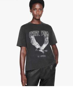 2023 A Bing Niche Eagle Print t Shirt Fried Snowflake Color Washing Designer Tee Women Black Short-sleeved T-shirt Tops Polos Cheap Sale High Quality 9912ess