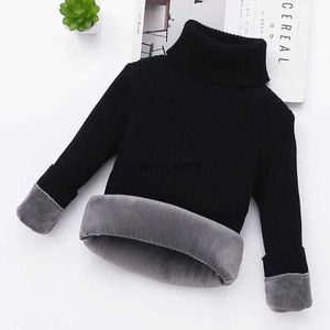 Pullover 2-14 chłopiec zima moda dzieci pluszowe ciepły sweter dla dziewcząt na długi rękaw ubrania dziecięce płaszcz golfowy sweter z krajem 231215