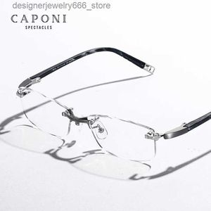 Solglasögon ramar Caponi Pure Titanium Man's Glass Rame Business Blue Light Blocking Spectacles Optiska receptbelagda glasögon JF0668 Q231219