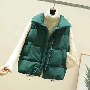 Women's Vests 2023 Autumn Winter Green Quilted Vest Sleeveless Jacket Women Waistcoat Ladies Down For