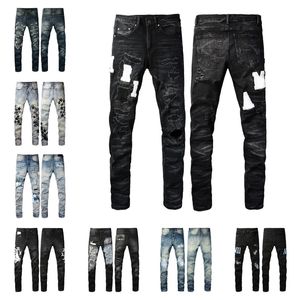miri jeans herrar designer jeans högkvalitativa modemän jeans cool stil lyx designer denim byxa orolig rippad cyklist svart blå jean smal fit motorcykel 29-40