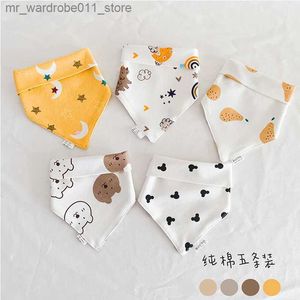 Lätzchen Burp Cloths ins Koreanische Version des neuen Baby-Dreiecksschals Baby-Speicheltuch Kinder-Lätzchen-Kombination 5er-Pack weiches Baumwoll-Lätzchen Q231219