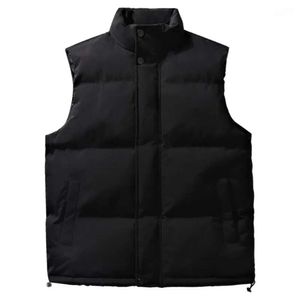 Men's Vests Men Thickened Vest Jacket Veet Soft Winter Windproof Stand Collar with Pockets Thick Padded for Weather