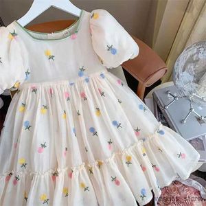 Flickas klänningar sommar barnkläder ganska koreanska flickor klänningar prinsessan fest kostymer fluga kläder kläder 3-9y