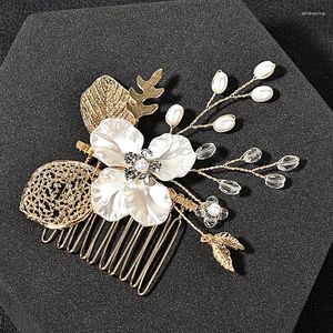 Grampos de cabelo cristal pérola flor strass casamento pentes acessórios de noiva para mulheres elegante cabeça jóias headpiece