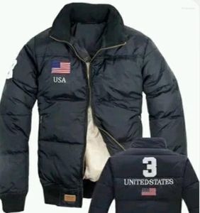 Herrenjacken Herbst Winter Big Horse Jacke Männlich Casual Daunen Baumwolle Stehkragen Slim Fit Qualität Warmer Mantel Klassischer Stil Schwarz