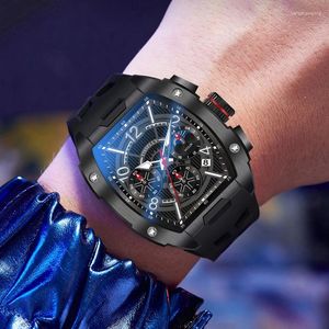 Wristwatches Men Quartz For Wrist Watch Chronograph Tonneau 2023 Top Luminous Date Male Clock Watches Dropship