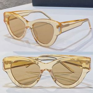 Womens Cat Eye Brand Sunglasses Womens Designer Brand Classic Acetate Fiber Yellow Frame Beach Vacation Style Sunglasses SL506