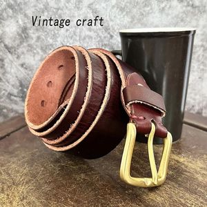 Belts Men's Belt The First Layer Of Real Cowhide Vintage With Pin Buckle Handmade Casual Trend Waistband