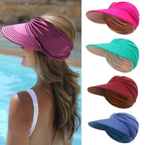 Visirs 1pc kvinnor breda randen dubbelsidig visor hatt sol skyddar anti-uv sommar hattar mode flexibel baseball c rese strand cl231219
