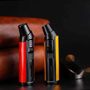 Guevara Cigar Lighter Metal Windproof Mini Pocket Lighters Single Jet Flame Torch Cigarette with Punch Gift Box