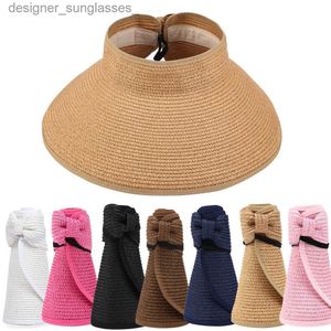 Visor 2023 Nya kvinnor Summer Visors Hat Foldbar Sun Hat Wide Large Brim Beach Hats Str Hat Cheau Femme Beach UV Protection CSL231219