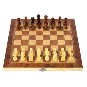 Games Chess Games 3 na 1 szachy checkers backgammon zestaw drewniany klasyczny szachy sztuk deski zagrani