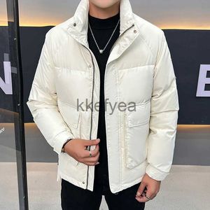 Men's Down Parkas 2023 Winter Duck Down Jacket Men's Short Stand Collar Warm Puffer Coats Clothes Trendy Waterproof Outerwear Solid Thicken Parkas J231219