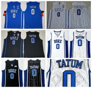 مخصص الرجال دوق الأزرق الشياطين 0 Jayson Tatum College Jersey University Black White Basketball Jerseys Exclude Quality Walk NCAA