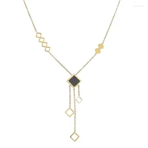 Pendant Necklaces Stylish Necklace For Wife Girlfriend Women Stainless Steel Gold Color Chain Birthday Gift Square Charm Jewelry