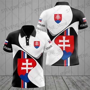 Herrpolos anpassade namn Slovakia emblem grafisk polo skjorta sommar unisex casual streetwear herr mode lösa tröja överdimensionerade sportkläder t231219