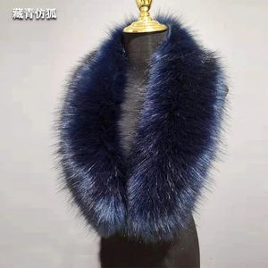 Scarves High Quality Fake Fur Collar Women Winter Warm Accessories 9020cm Luxury Men Down Jackets Hood Decor Shawl 231218