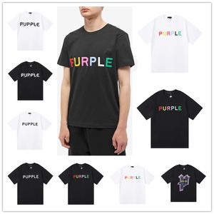 Дизайнерская брендовая футболка Play Street Фиолетовая брендовая классическая футболка с цветными буквами и буквами из 100% хлопка, повседневная футболка с короткими рукавами для мужчин и женщин, размер S-XL