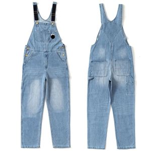 Lys Designer Jeans Top Quality Autumn/winter Workwear Denim Overalls Loose Couple Casual Straight Leg Pants for Men and Women 7842