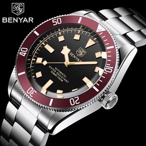 Andra klockor Benyar Mens Mechanical Automatic Top Brand Luxury Men S Watch Sport Watch For Men BB58 Waterproof Wristwatch Chocie Gift 231219