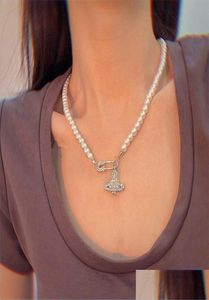 Pendant Necklaces 2022 New Product Flash Diamond Pearl Orbit Necklace Ladies Rhinestone Satellite Planet Gift High Quality Drop De8482209