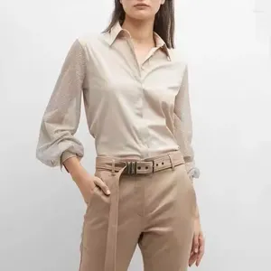Blusas femininas outono moda temperamento deslocamento versátil magro tops camisas simples