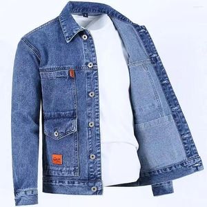 Herrjackor chic män tålar enbröd varm vridning krage plus storlek midlängd denim chaquetas veste homme