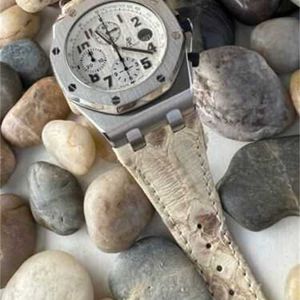 Swiss Watches Audema Pigu Luxury Wristwatches Royal Oak Series Pitone Cream Python Leather Strap Lämplig för Royal Oak Offshore