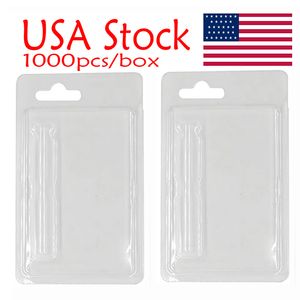 EUA Estoque Vape Cartuchos Embalagem Blister Pack Carrinhos Casos 1ml 0.8ml Clear PVC Hanger Atomizador Pacote Plástico ClamShell Personalizado Logo Cartão E Cigarros 1000pcs Caixa