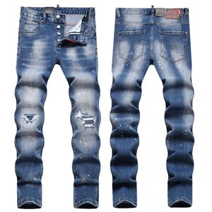 2 New Designer Mens Jeans Skinny Pants Casual Luxury Jeans Men Fashion Distressed Ripped Slim Motorcycle Moto Biker Denim Hip Hop Pants#320