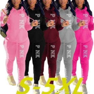 Plus Size 3xl 4xl 5xl Clothes Spring Women Tracksuits 2 Piece Set Letter Printed Sweater Long Sleeve Hoodie Sweatpant Jogger Suit Outfits 2024