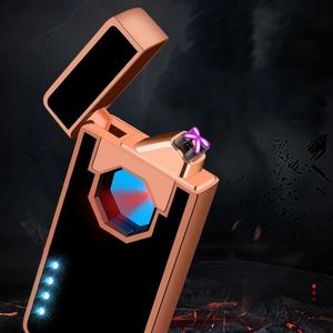 New Laser Induced Metal Windproof Dual Arc USB Plasma Electric Lighter Pulse Flameless Unusual Gift for Men