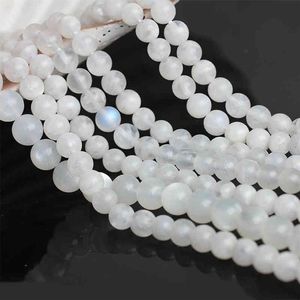 AAA Natural White Moonstone Stone Round Loose for Jewelry Making DIY 6 8 10 mm Gems Beads271W