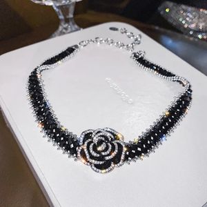 Jewelry Boxes luxury design Pearl Flower Crystal Necklaces for woman Personalized Collar Chain Camellia Neckpiece Female 231219