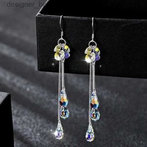 Stud Delysia King Womens Versatile Long Tassel Water Drop Earrings Tren Crystal Sparkle Temperament Anti Allergy EardropC24319