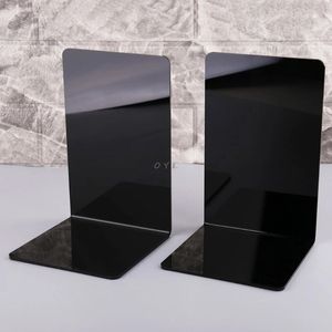 Dekorativa objekt Figurer 2st Black Acrylic Bookends Lmaped Desk Organizer Desktop Book Holder School Stationery Office Accessories 231219