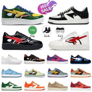 2024 Designer Shoes For Men Women Sta Sk8 Black White Patent Leather Suede Grey Green Silver Shark Pink Trainers Plate-forme Work Out Walk Outdoor Star Sneakers