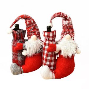 Decorações de Natal Garrafa de Vinho Cobre Bonito Gnomo Sueco Capa Suportes para Decoração de Mesa Sacos de Presente Xmas277G