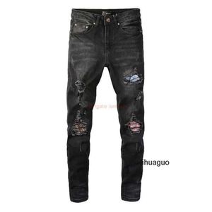 for amari amirl amirlies Jeans am amis imiri Black amiiri Designer Clothing Patch Jeans Denim Pants Hole es 867 High Mens Street Youth Slim Fit Small Feet Elastic LN31