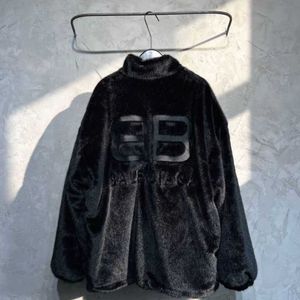 Mens Jacket Coat High Version Winter New Fashion Brand Bb Embroidered Letter Fur Warm Loose Woolen Versatile for Men and Women