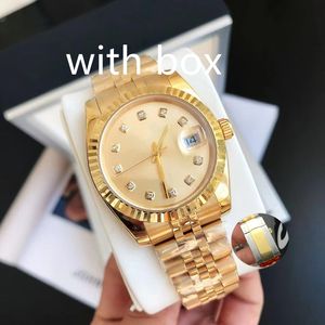 다이아몬드 워치 워치 박스 자동 시계 남자 시계 36mm 41mm 골드 블랙 다이얼 다이아몬드 시계 사파이어 스테인리스 스틸 시계 여성 럭셔리 시계 디자이너 남성용 시계