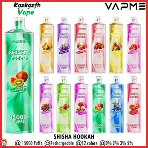 Vapme Shisha Shisha 15000 Puffs Einweg E -Zigaretten Puff 15k Vape Stift 650 mAh wiederaufladbare Batterie 25 ml Schotenkapazität 24 Aromen 0% 2% 3% 5% Vaper