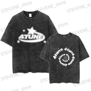 Men's T-Shirts 4tune Letter Heavy Weight 100% Cotton Washed Distressed Oversized Men's T Shirt Unisex Gothic Grunge High Street Punk Top Tees T231219